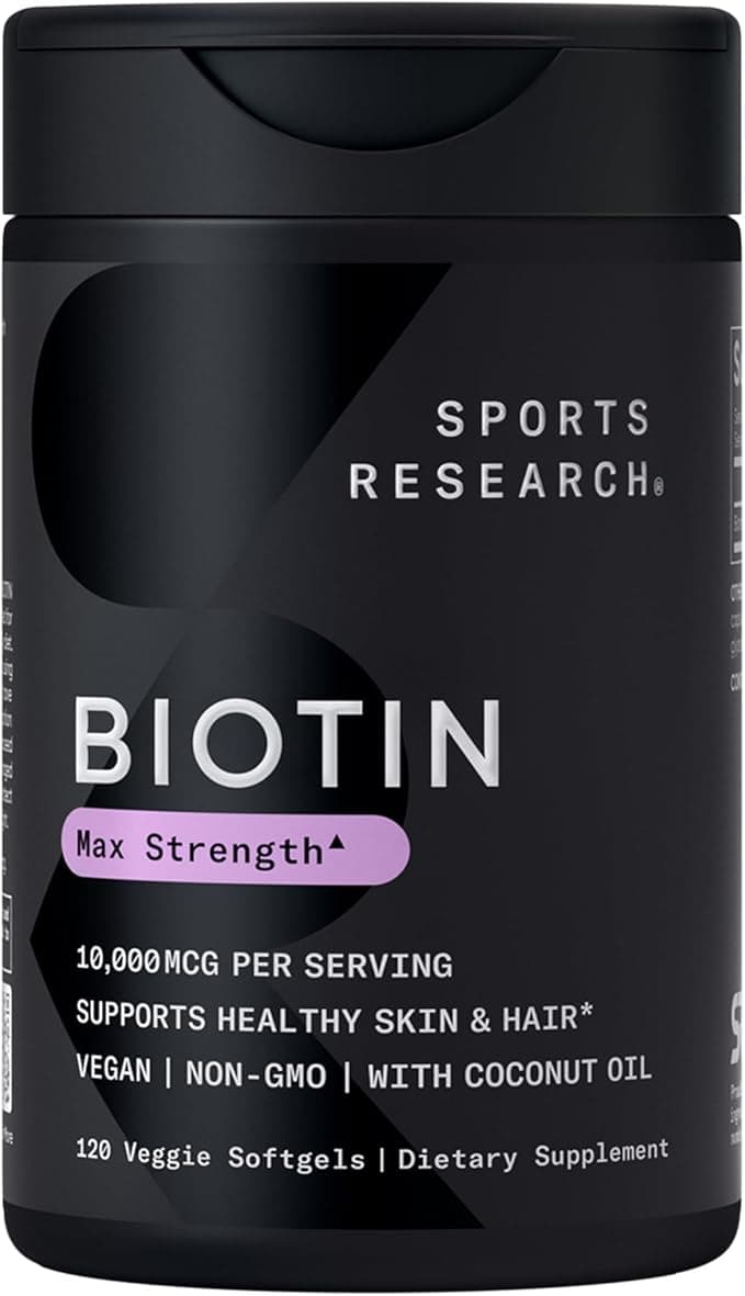 Sports Research Biotin 10,000mcg with Organic Coconut Oil