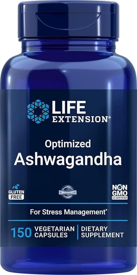 Life Extension Optimized Ashwagandha — Non-GMO, Gluten Free, 150 Veg Caps