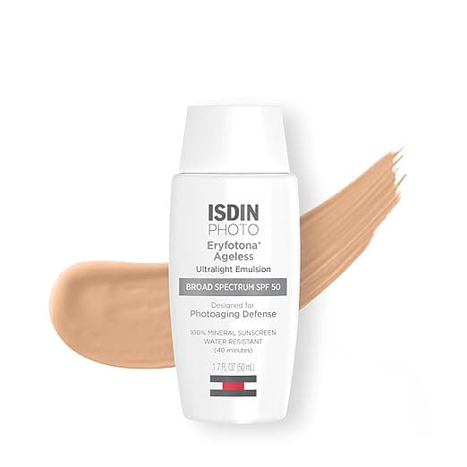 ISDIN Eryfotona Ageless Tinted Mineral Sunscreen SPF 50+ — Zinc Oxide, Anti-Aging