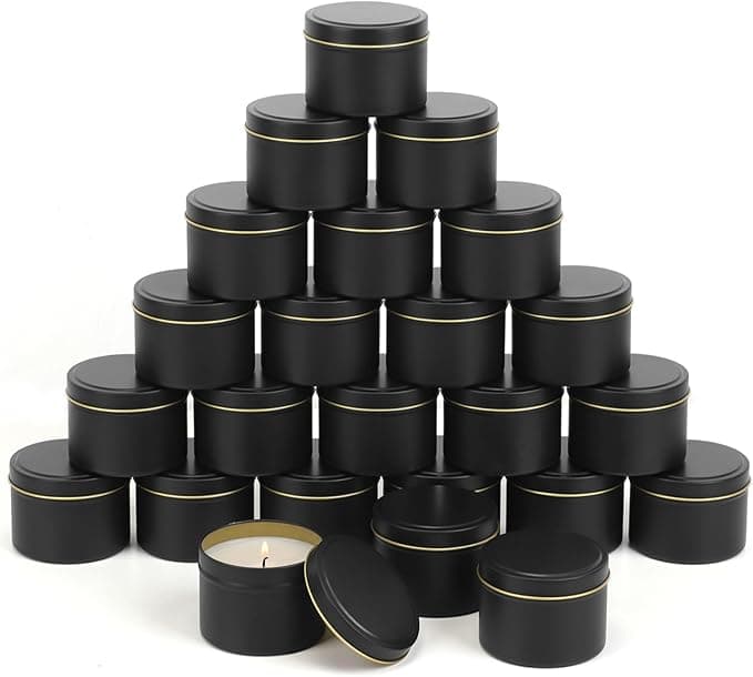 SONVIIBOX 24-Pack 4oz Black Candle Tins with Lids