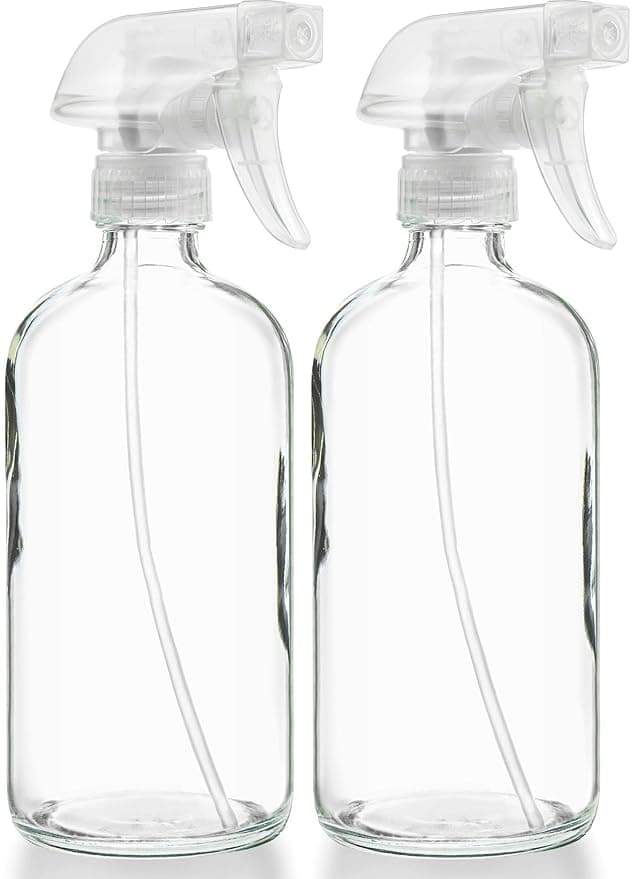 Sally's Organics Clear Glass Spray Bottles, 16 oz Refillable (2-Pack)
