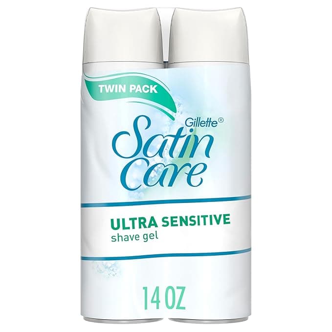 Gillette Satin Care Ultra Sensitive Shave Gel for Women, Pack of 2, 7oz, Fragrance-Free