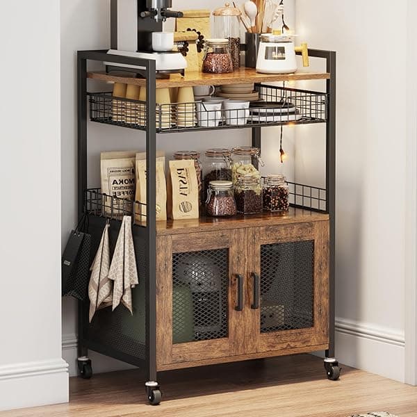 Coffee Bar Cabinet with Wheels