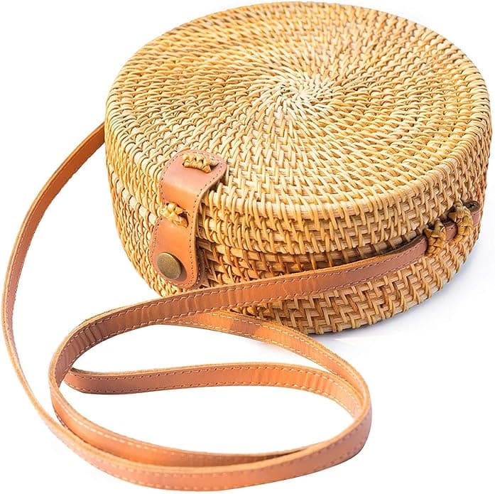 Handwoven Round Rattan Boho Bag