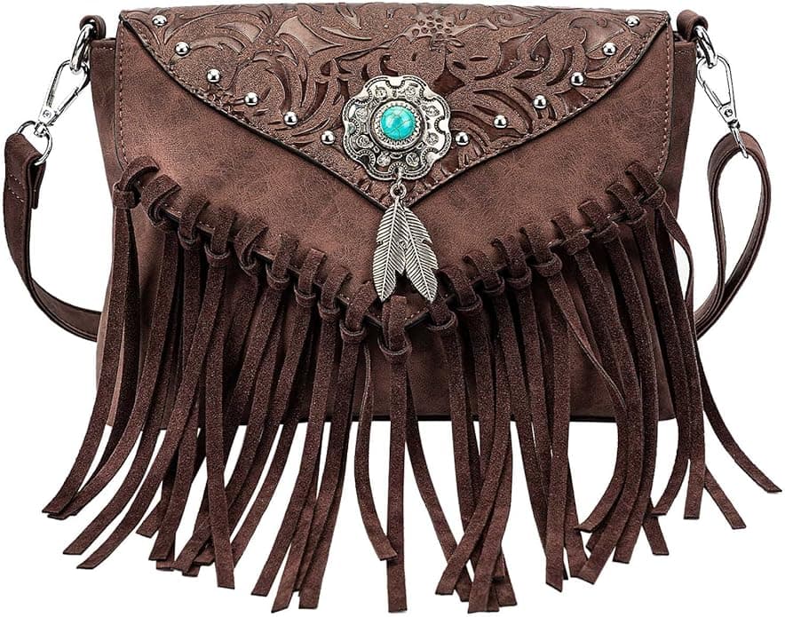 LAVAWA Small Crossbody Fringe Purse Tassel Shoulder Bag