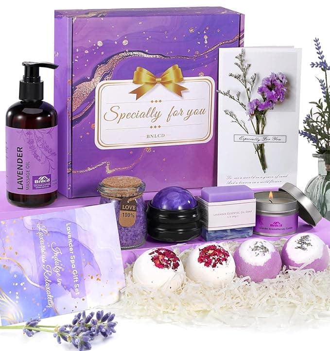 Luxury Bath Gift Set for Women, 12 Pcs Relaxing Lavender Spa Gifts for