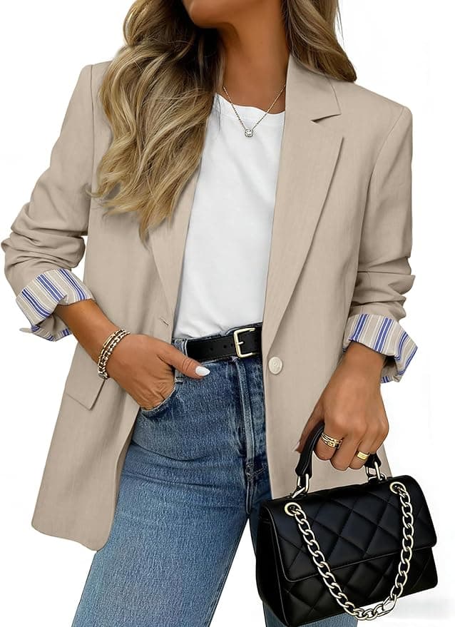 Simplee Women's Casual Long Sleeve Tailored Blazer — Work, Office, Classic Cut
