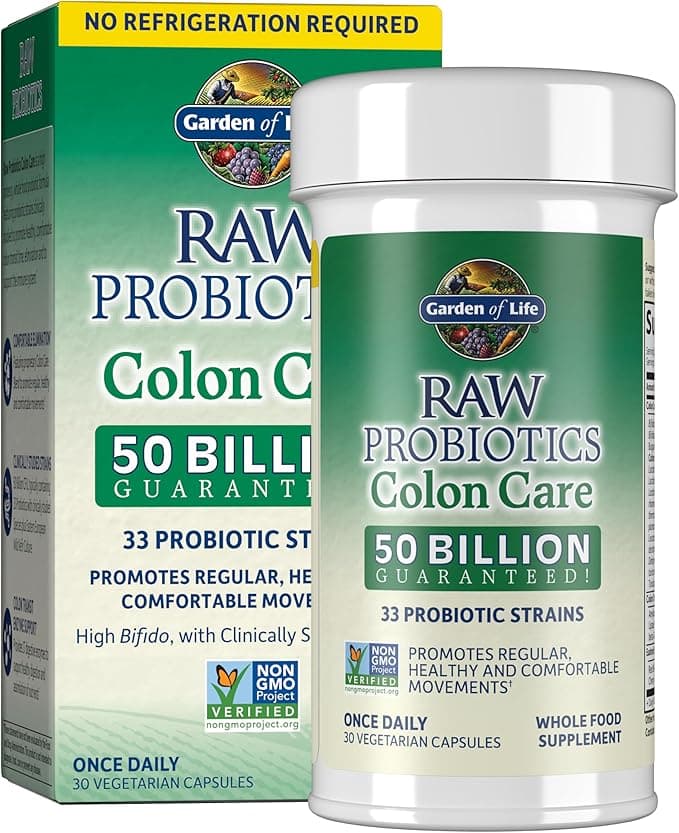 Garden of Life Raw Probiotics Colon Care 50 Billion CFU, 30 Capsules