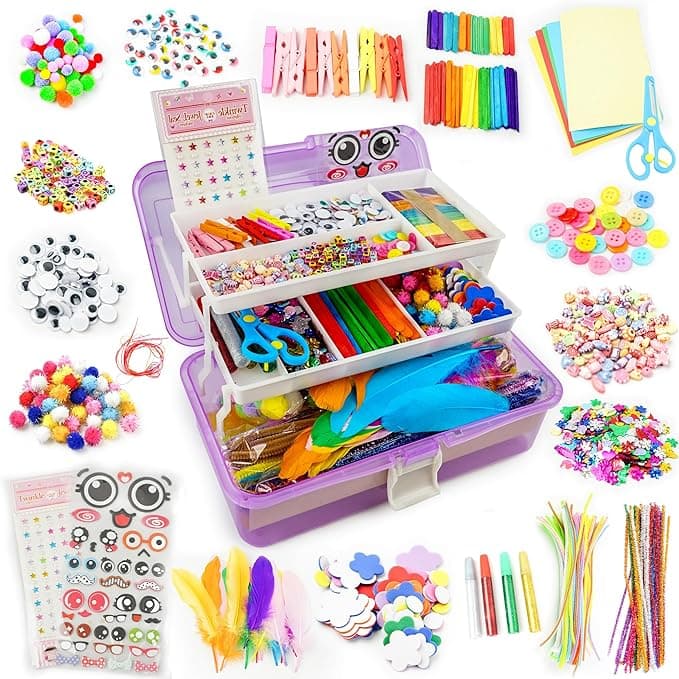 Washable Kids' Craft Supply Kit (Paint, Markers, Glue, Scissors)