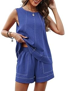 Linen Tank Top and Shorts Set for Women