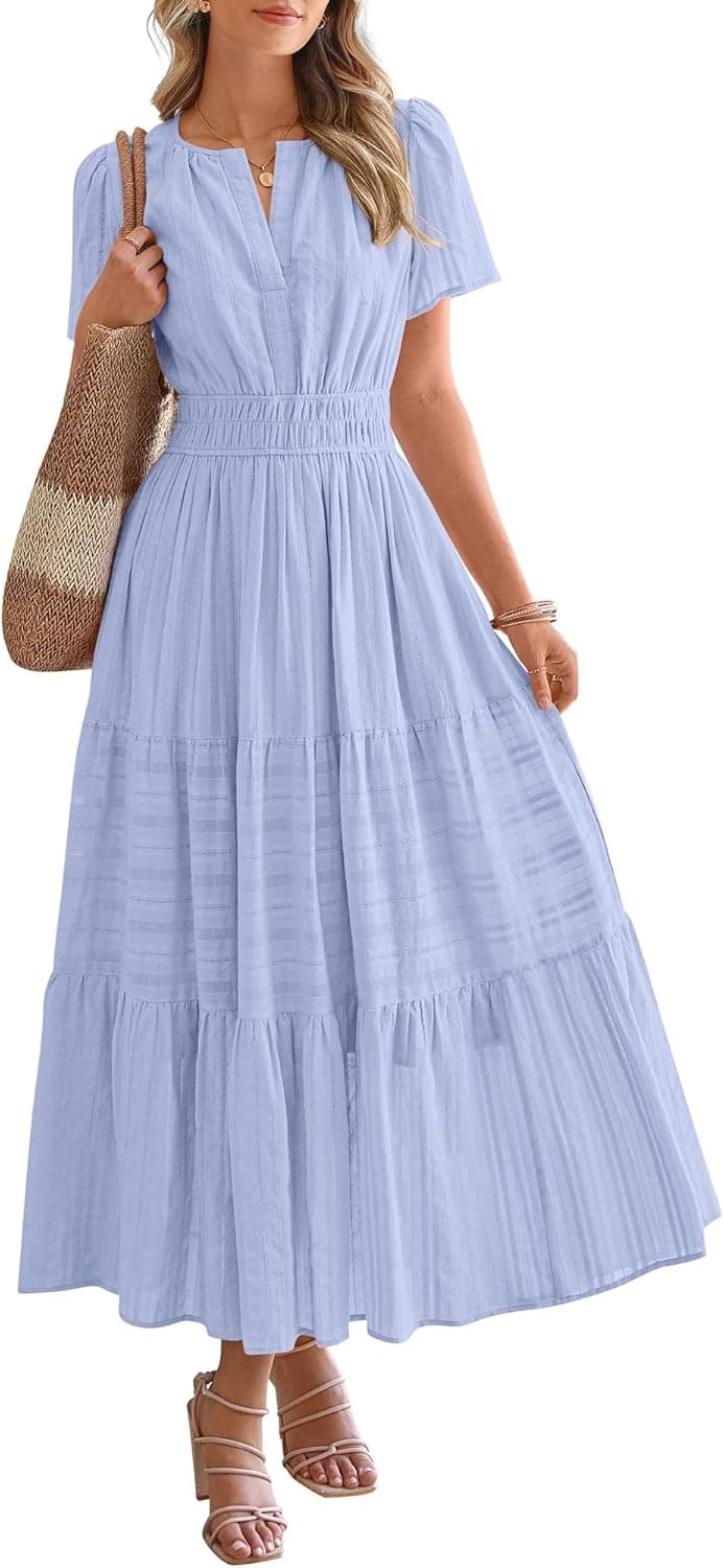 BTFBM Lightweight V-Neck Midi Maxi Dress
