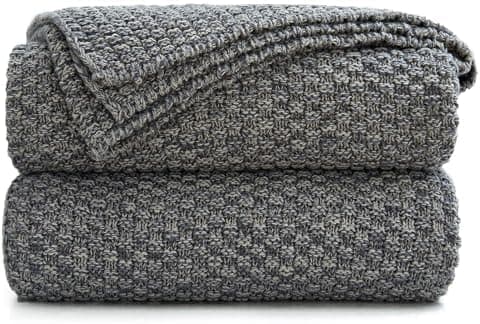 Longhui Bedding Cotton Knit Throw – Grey