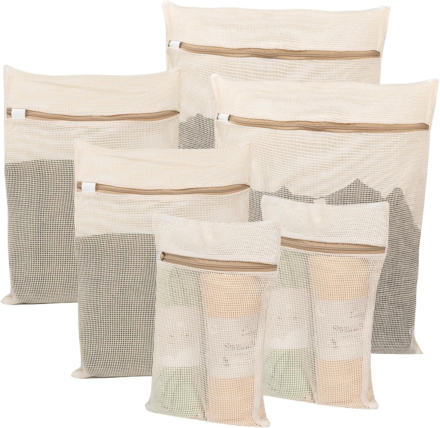 Cotton Mesh Laundry Bags 6-Piece Set