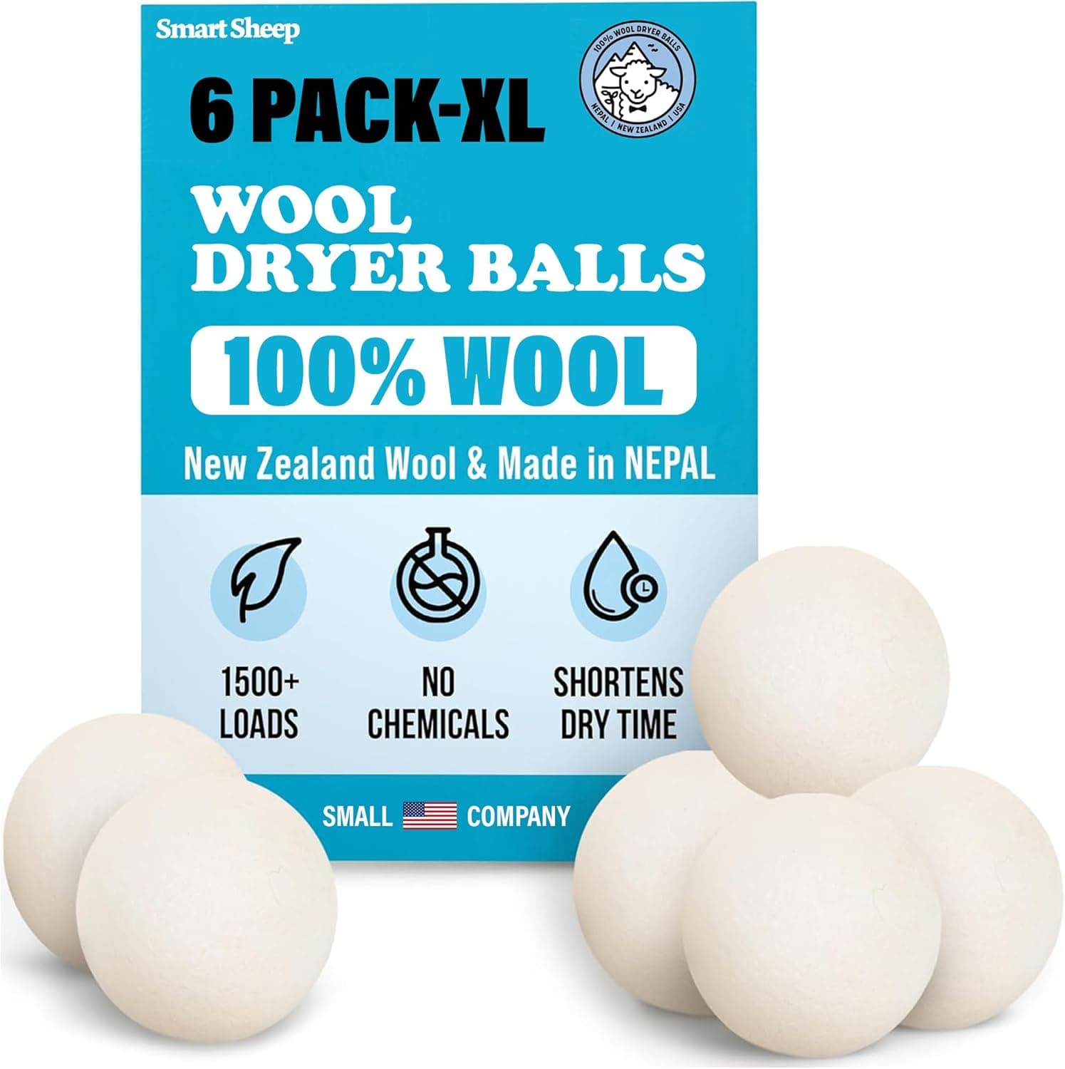 Smart Sheep XL Wool Dryer Balls 6-Pack