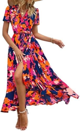 PRETTYGARDEN Boho Floral Maxi Wrap Dress