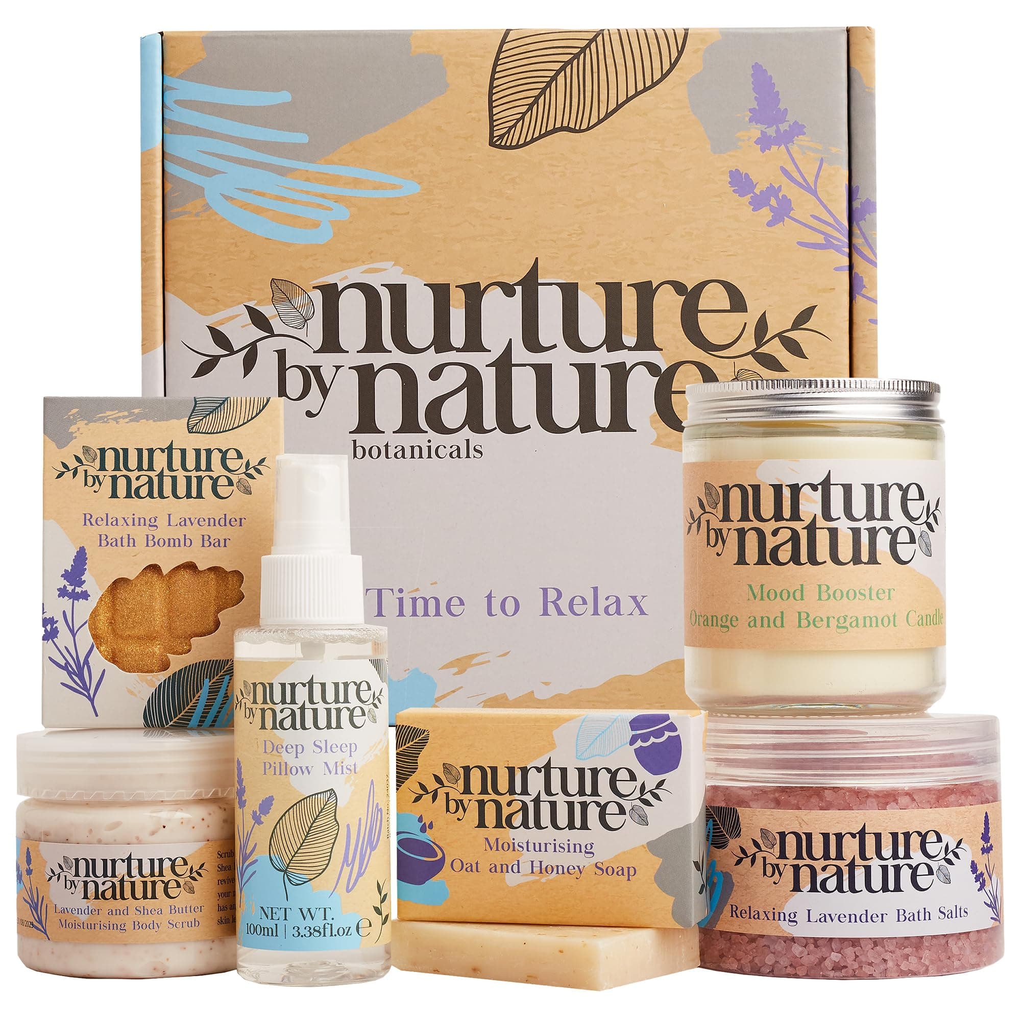 NURTURE BY NATURE Self Care Gift Set — 6 Piece Relaxing Bath & Body Spa